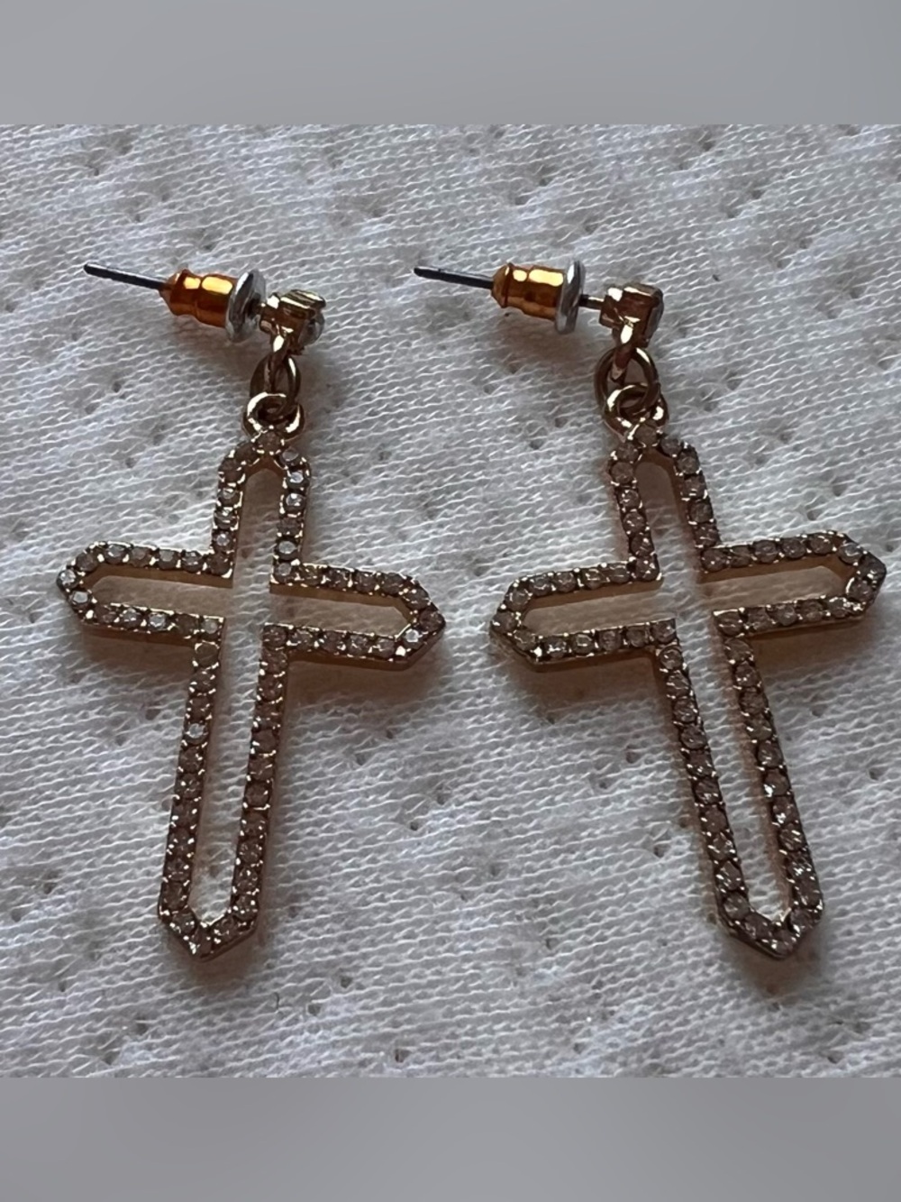 Gold Cross Dangle Earrings
